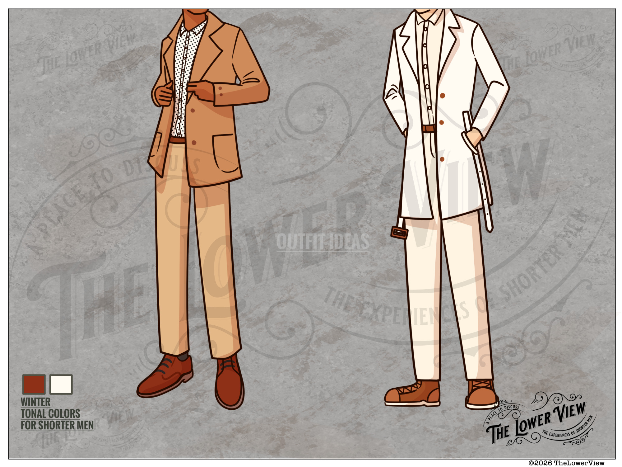 Winter Tonal Color Outfit Ideas - Ensembles - Brown White